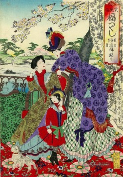  westlichen - Japanische Frauen in westlicher Kleidung Toyohara Chikanobu Japanisch